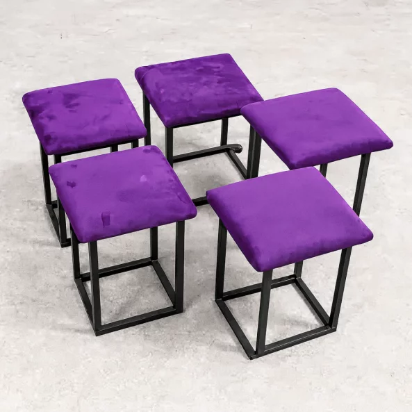Многофункционален табурет 5 в 1 от кадифе – лилав цвят