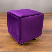 Многофункционален табурет 5 в 1 от кадифе – лилав цвят