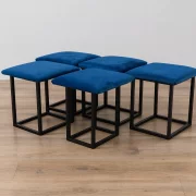 Taburet multifuncțional 5 în 1 din catifea-culoare navy