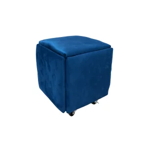 Taburet multifuncțional 5 în 1 din catifea-culoare navy
