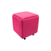 Многофункционален табурет 5 в 1 от кадифе – розов цвят