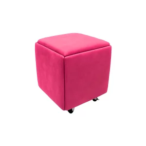 Многофункционален табурет 5 в 1 от кадифе – розов цвят