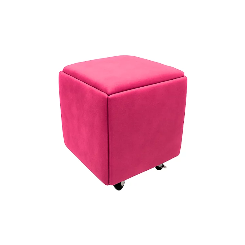 Taburet multifuncțional 5 &icirc;n 1 din catifea-culoare roz