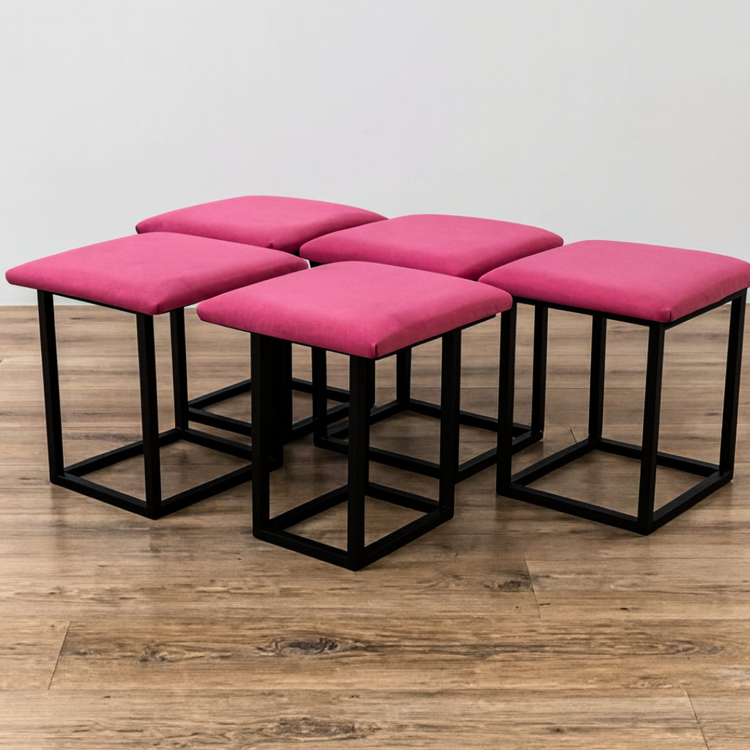 Taburet Roz Taburet multifuncțional 5 în 1 din catifea-culoare roz - SmartHeater.ro