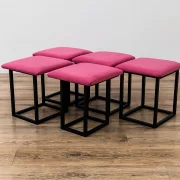 Многофункционален табурет 5 в 1 от кадифе – розов цвят