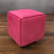 Многофункционален табурет 5 в 1 от кадифе – розов цвят