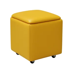 Многофункционален табурет 5 в 1 от PU и латекс – жълт