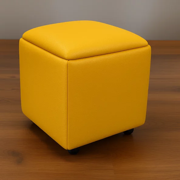 Multifunkcionális 5 az 1-ben puff PU és latex anyagból – sárga