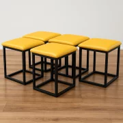 Multifunkcionális 5 az 1-ben puff PU és latex anyagból – sárga