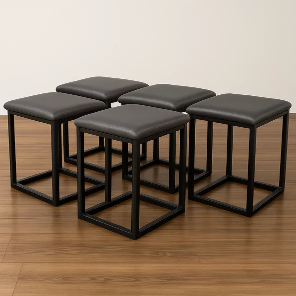 Multifunkcionális 5 az 1-ben puff PU és latex anyagból – szürke