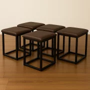 Многофункционален табурет 5 в 1 от PU и латекс – кафяв