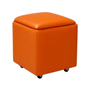 Taburet multifuncțional 5 în 1 din PU și latex – portocaliu