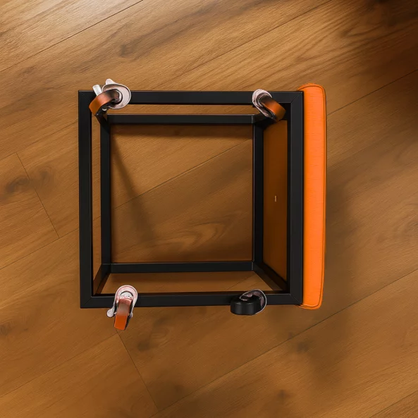 Multifunkcionális 5 az 1-ben puff PU és latex anyagból – narancssárga