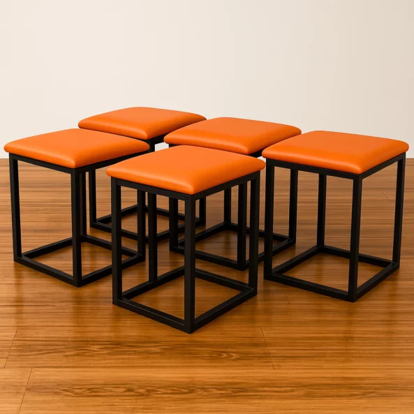 Multifunkcionális 5 az 1-ben puff PU és latex anyagból – narancssárga