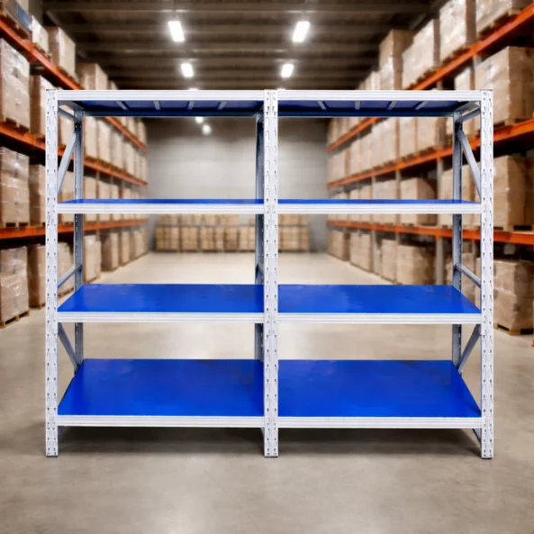 Разширение – Професионален складов стелаж – Д930 × Ш600 × В2000 – 800 кг – 4 нива