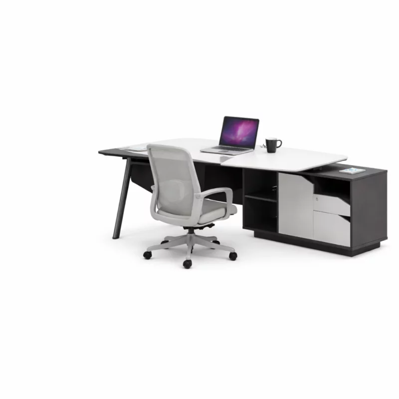 Masă birou cu dulap lateral ,picioare metalice si scaun de birou ergonomic, reglabil, design modern și elegant ,calitate premium