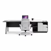 Masă birou cu dulap lateral ,picioare metalice si scaun de birou ergonomic, reglabil, design modern și elegant ,calitate premium