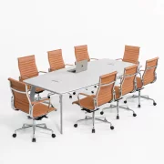 Masă conferinta , picioare metalice,design modern și elegant ,calitate premium și scaun ergonomic cu spătar din plasă – Design premium, eleganță și confort