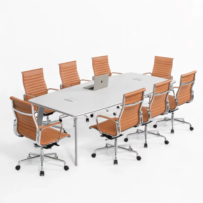 Masă conferinta , picioare metalice,design modern și elegant ,calitate premium și scaun ergonomic cu spătar din plasă &ndash; Design premium, eleganță și confort