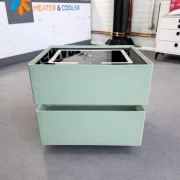 Интелигентно нощно шкафче с безжично зареждане, LED осветление, 2 чекмеджета за съхранение – зелено, модерен дизайн от стъкло и дърво