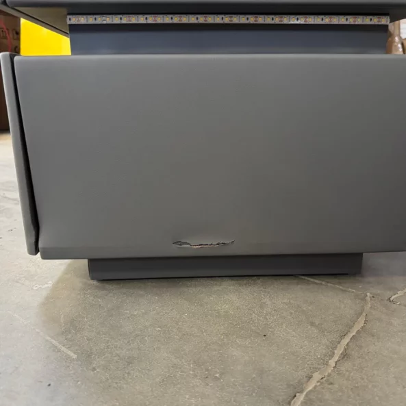 Интелигентно нощно шкафче с безжично зареждане, LED осветление, 2 чекмеджета за съхранение – антрацитно сиво, модерен дизайн от стъкло и дърво – ПРОДУКТ С ОТВОРЕНА ОПАКОВКА!