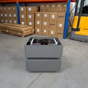 Интелигентно нощно шкафче с безжично зареждане, LED осветление, 2 чекмеджета за съхранение – антрацитно сиво, модерен дизайн от стъкло и дърво – ПРОДУКТ С ОТВОРЕНА ОПАКОВКА!