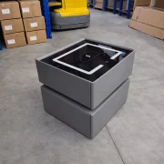 Интелигентно нощно шкафче с безжично зареждане, LED осветление, 2 чекмеджета за съхранение – антрацитно сиво, модерен дизайн от стъкло и дърво – ПРОДУКТ С ОТВОРЕНА ОПАКОВКА!