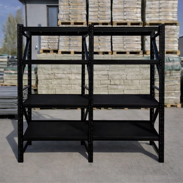 Extensión para estantería profesional de almacenamiento – 1200 × 400 × 2000 mm – 100 kg/nivel – negro