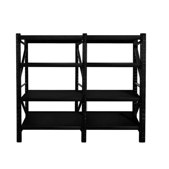 Extensión para estantería profesional de almacenamiento – 1200 × 400 × 2000 mm – 100 kg/nivel – negro