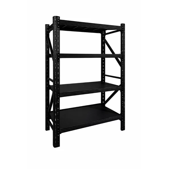 Estantería profesional de almacenamiento – 1200 × 400 × 2000 mm – 100 kg/nivel – negro
