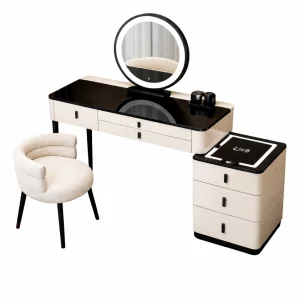 Set MARIPOSA &amp; LUNA – măsuță de machiaj cu oglindă LED și scaun confortabil 120x40x120