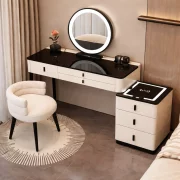 Set MARIPOSA &amp; LUNA – măsuță de machiaj cu oglindă LED și scaun confortabil 80x40x120