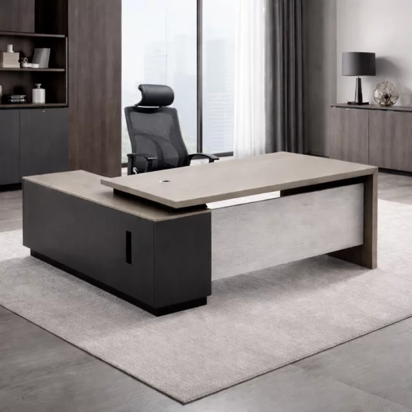 Birou managerial – blat melaminat 25 mm cu corp lateral W1600*D800*H750