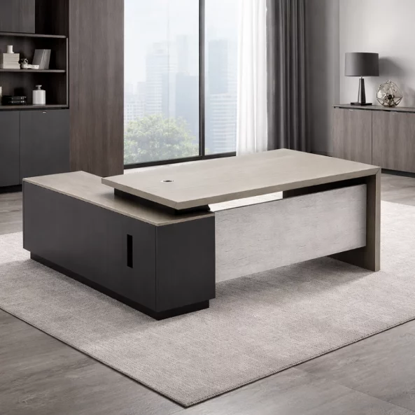 Birou managerial – blat melaminat 25 mm cu corp lateral W1600*D800*H750