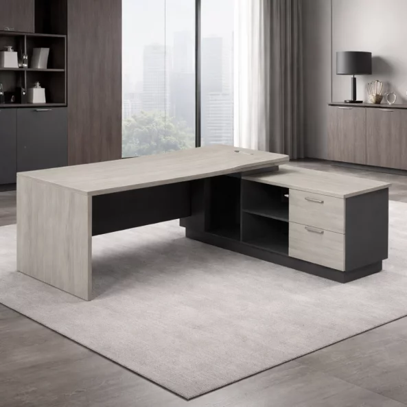 Birou managerial – blat melaminat 25 mm cu corp lateral W1600*D800*H750