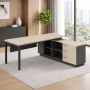 Birou managerial cu picior metalic și corp lateral depozitare W1600×D800×H750 mm