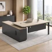 Birou managerial cu picior metalic și corp lateral depozitare W1600×D800×H750 mm