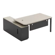 Birou managerial cu picior metalic și corp lateral depozitare W1600×D800×H750 mm