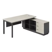 Birou managerial cu picior metalic și corp lateral depozitare W1600×D800×H750 mm