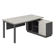 Escritorio ejecutivo con pata metálica y módulo lateral de melamina 1200 mm – W1600×D800×H750 mm