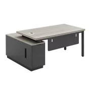 Escritorio ejecutivo con pata metálica y módulo lateral de melamina 1200 mm – W1600×D800×H750 mm