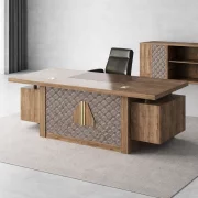 Birou managerial cu panou frontal și sertare laterale suspendate W2200xD900xH750 mm