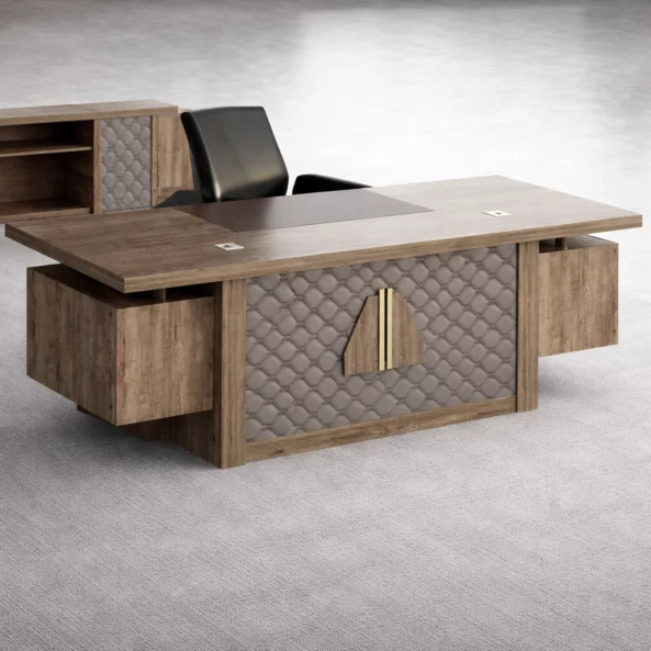 Birou managerial cu panou frontal și sertare laterale suspendate W2200xD900xH750 mm