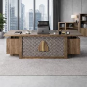 Birou managerial cu panou frontal și sertare laterale suspendate W2200xD900xH750 mm