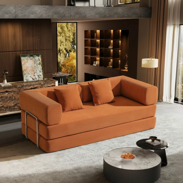 Canapea-2 locuri din spuma poliuretanica W3350, material compresie 400 g/mp, portocaliu