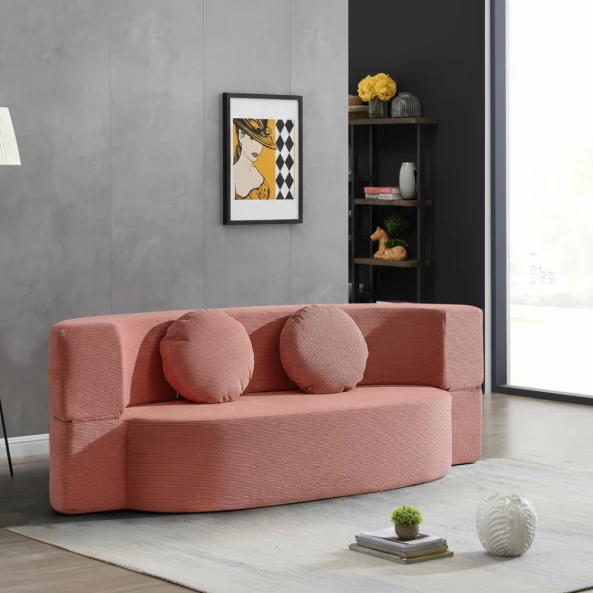Canapea-2 locuri, pliabila din spuma integrala, Roz