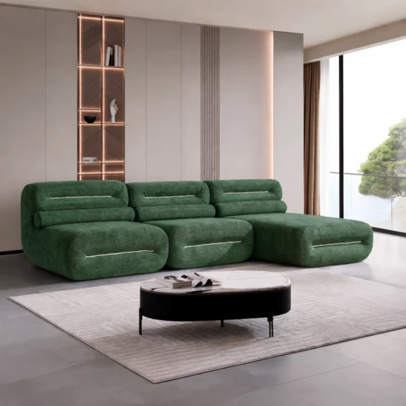 Canapea-4 locuri, spuma poliuretanica W3350, material textil 400 g/m², verde