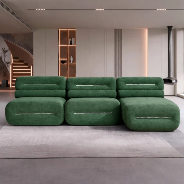 Canapea-4 locuri, spuma poliuretanica W3350, material textil 400 g/m², verde