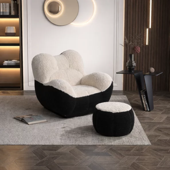 Fotoliu cu taburet din spuma poliuretanica W3350,material textil compresat