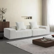 Canapea -3 locuri cu compresie, material textil, Crem